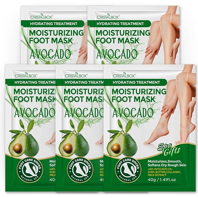 Moisturizing Foot Mask 5 Pack,Hydrating Foot Masks for Dry Cracked Feet,Moisturizing Socks Dry Skin Moisturizer for Soft and Smooth Touch Feet,Foot Care Spa Gifts for Women Men Stocking Stuffers