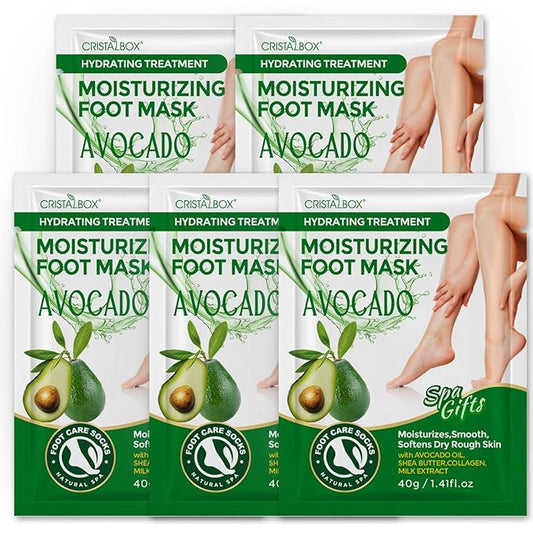 Moisturizing Foot Mask 5 Pack,Hydrating Foot Masks for Dry Cracked Feet,Moisturizing Socks Dry Skin Moisturizer for Soft and Smooth Touch Feet,Foot Care Spa Gifts for Women Men Stocking Stuffers