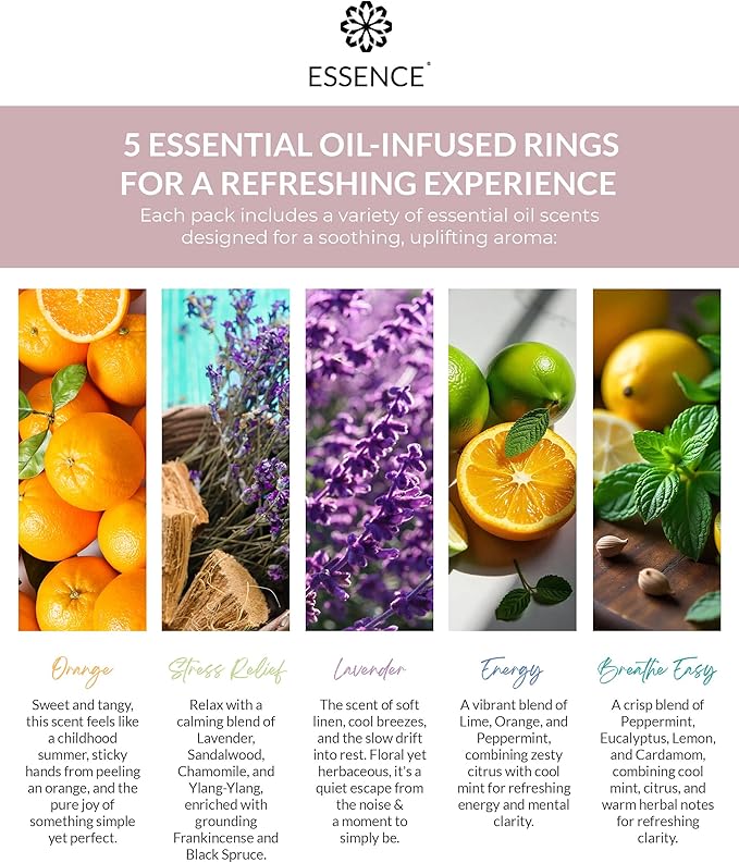 Essence Nasal Diffuser Self Care Bundle – Essential Oil Silicone Nose Rings for Stress, Energy & Mental Clarity – Wearable Aromatherapy Pack for Wellness & Mood Balance