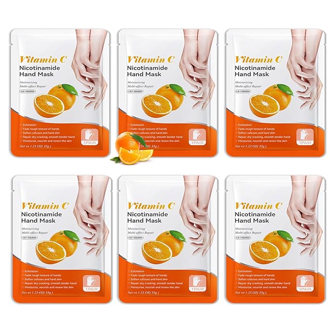 6 Pairs Hand Mask for Dry Cracked Hands,Nourishing Moisturizing Gloves,Hands Moisturizer for Deep Moisturizing,Silky Smooth Moisturizing Gloves,Hand Care Mask Set(I)