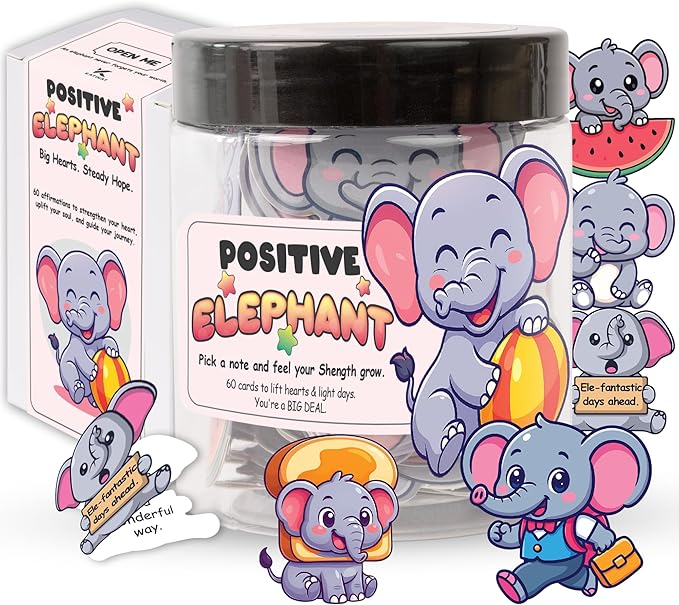 60 Positive Elephant Affirmation Cards- White Elephant Gifts For Women - Jar Of Daily Affirmation Cards For Teen Girls Trendy Stuff, Best Friend Birthday Gifts For Women Unique