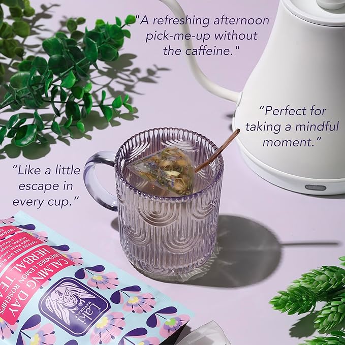 Calming Day Herbal Tea (1.65 oz, Pack of 18 Tea Bags) – Relaxing Caffeine-Free Tea with Lavender, Rosehips and Lemongrass – Gift for focus, clarity, relaxation and wellness