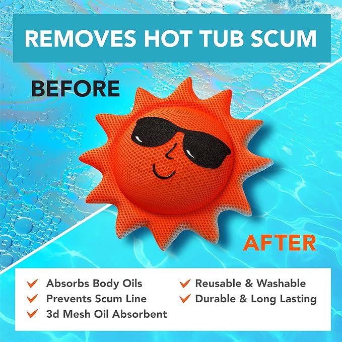 Hot Tub Scum Absorber for Spa Cleaner - Hot Tub Accessories for Adults, Hot Tub Scum Sponge for Hot Tub Oil Absorbing Sponge for Hot Tub Skimmer, Hot Tub Sponge Scum Remover