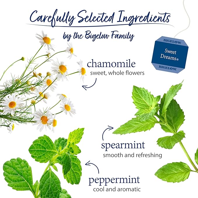 Bigelow Sweet Dreams Herbal Tea Bags, 20 Count Box (Pack of 6) Caffeine Free Herbal Tea, 120 Tea Bags Total