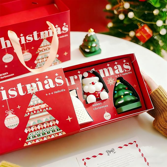 Christmas Candles, Handmade Christmas Aromatherapy Candle Gift Set-3 Piece Set with Santa Claus,Christmas Tree & Bell Shaped Candles, Ideal Holiday Gift for Family, Friends