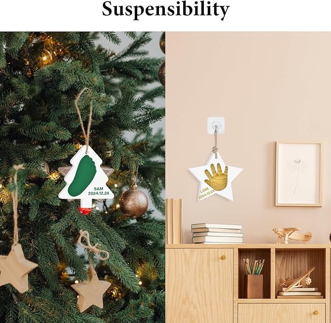 Baby Hand & Footprint Keepsake Kit - Personalized Handprint Footprint Ornament for Newborn Babies, New Mom Gifts, Baby Shower & Registry, Nursery Picture Frame, Pet Paw Print Ornament