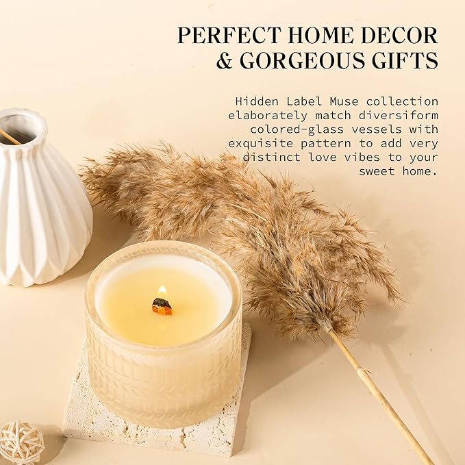 Vanilla Coconut Crackling Wood Wick Soy Candles in 7.4oz Glass Jar | Long-Lasting Scented Candles Gift Set for Valentine's Day, Mother's Day | Luxury Home Decor & Relaxation Gift for Women