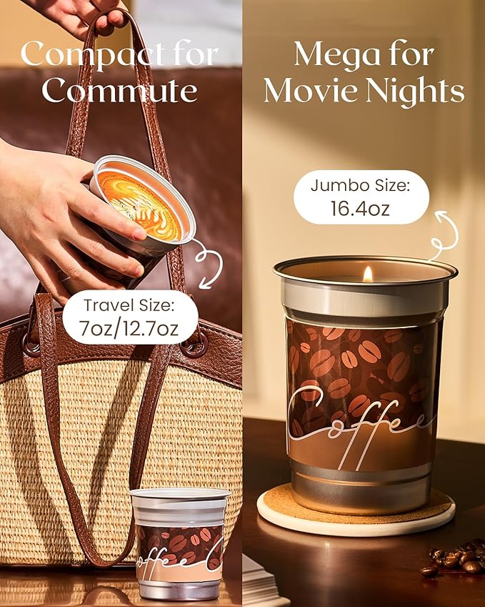 M&SENSE Coffee Candles Caramel Macchiato Scented, Soy Based Wax 7oz 42 Hours Non Toxic Clean Burn, Highly Scented Relaxing Candle for Home, Holiday Aromatherapy Gifts for Coffee Lovers