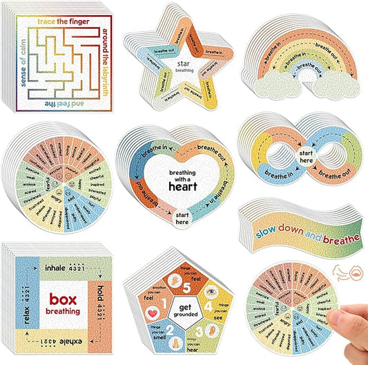 Libima 72 Pieces Anxiety Sensory Stickers Textured Stickers Fidget Mindfulness Sticker School Counselor Supplies Adult Sensory Items Anxiety Relief, 9 Styles(Retro Color)