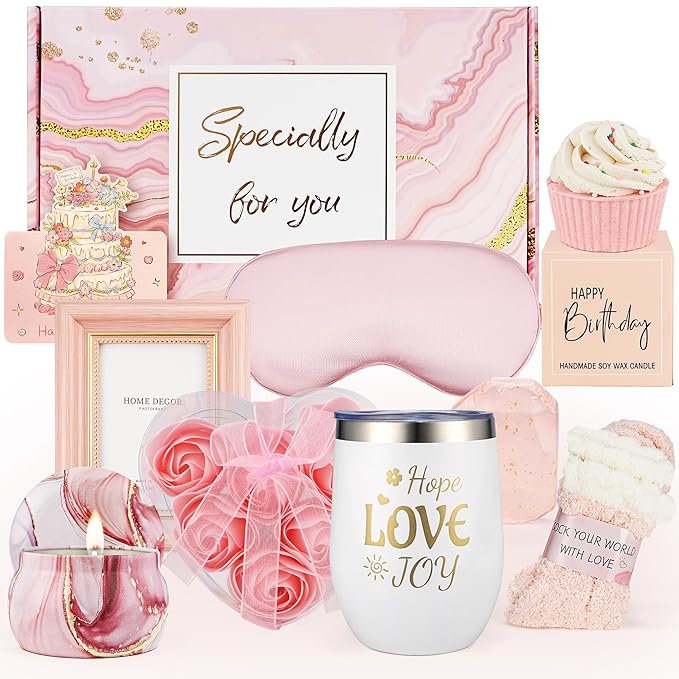 Birthday Gifts for Women - Unique Care Package Gift Basket with Photo Frame, Relaxing Spa Set for Mom, Sister, Friend Her, Coworker, Bestie - Mothers Day, Get Well Soon, Friendship Gifts