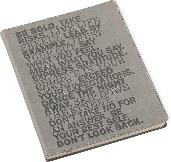 Eccolo Large Lined Journal Notebook, Flexible Cover, Writing Journal, 256 Ruled Ivory Pages, Ribbon Bookmark, Lay Flat, Desk Size for Work or School, Size Large, Be Bold - Gray