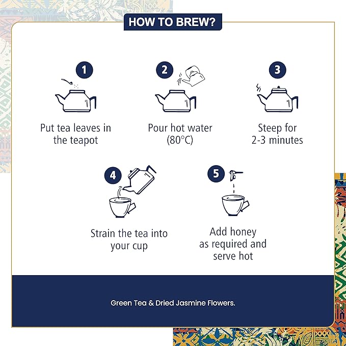 Dabri jasmine Green Tea Loose Leaf | 100g Pouch with Dried Jasmin Flowers | Natural Green Tea with Jasmin | Antioxidant-Rich & Pure Flavor