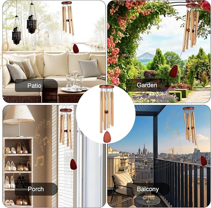 Large Wind Chimes for Outside – 37" Aluminum Windchimes Outdoors for Garden, Patio Decor, Memorial Gifts for Mom, Sympathy Gift for Loss of Loved One, Sister Gifts for Birthdays, Mother's Day(Gold)