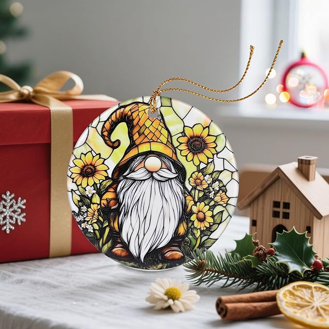 Christmas Ornament, Christmas Decoration, Ceramic-Style Gnome Ornament, Heirloom Keepsakes, Holiday Ornaments, Holiday Presents, Unique Xmas Gifts, Gift Exchange Ornaments, Gift Idea