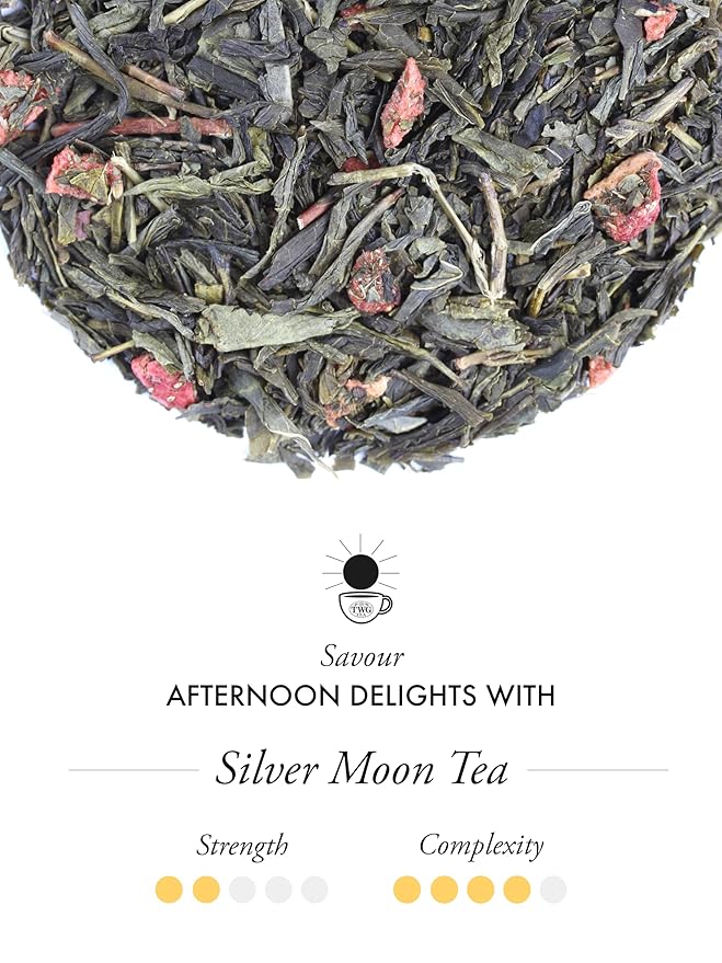 TWG Tea | Silver Moon Tea | Green Tea | Grand Berry & Vanilla | 15 Hand Sewn Cotton Tea Bags | Gift Set