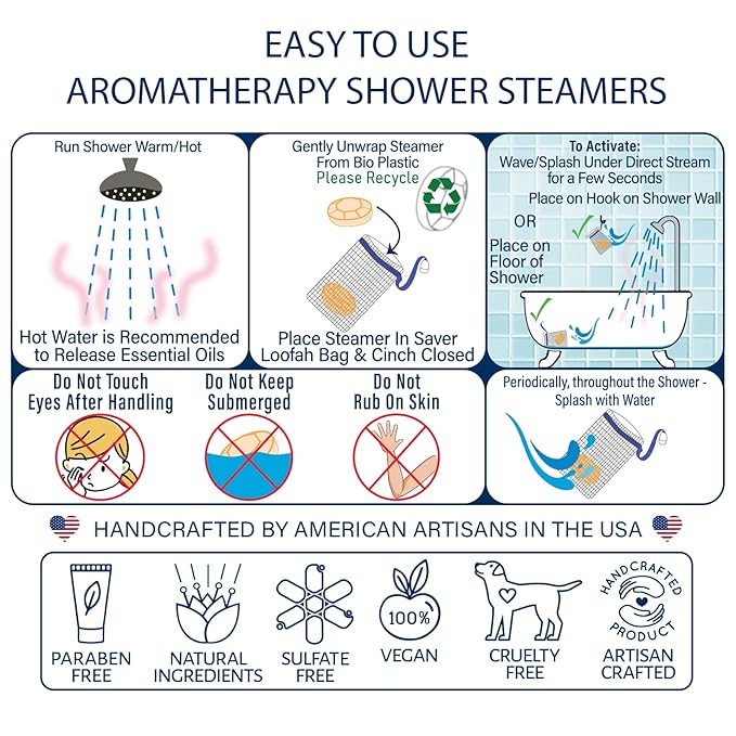 Shower Bombs Aromatherapy in Your Shower, American Made by Luxiny, Shower Steamer Tablets Melt to Release a Fragrant Vapor for Natural Stress Relief – Pack of 4 XL Steamers (Lemon Drop)