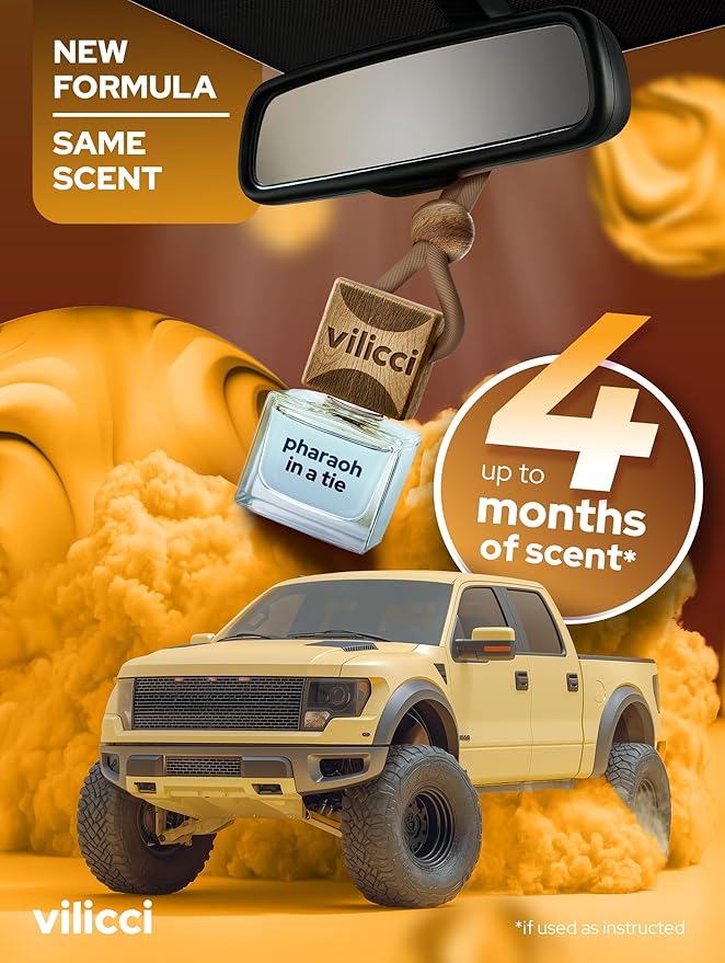 Vilicci Pharaoh in a Tie Car Air Freshener | Long lasting Car Diffuser | Vegan & Cruelty-free Auto Perfume | Hanging Car Air Freshener