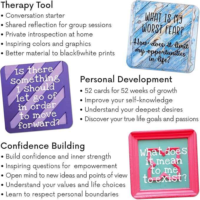 Sunny Present Empowering Questions Cards - 52 Self Care Cards for Mindfulness & Meditation, Writing, or Any Other Process You Choose - The Original Deck