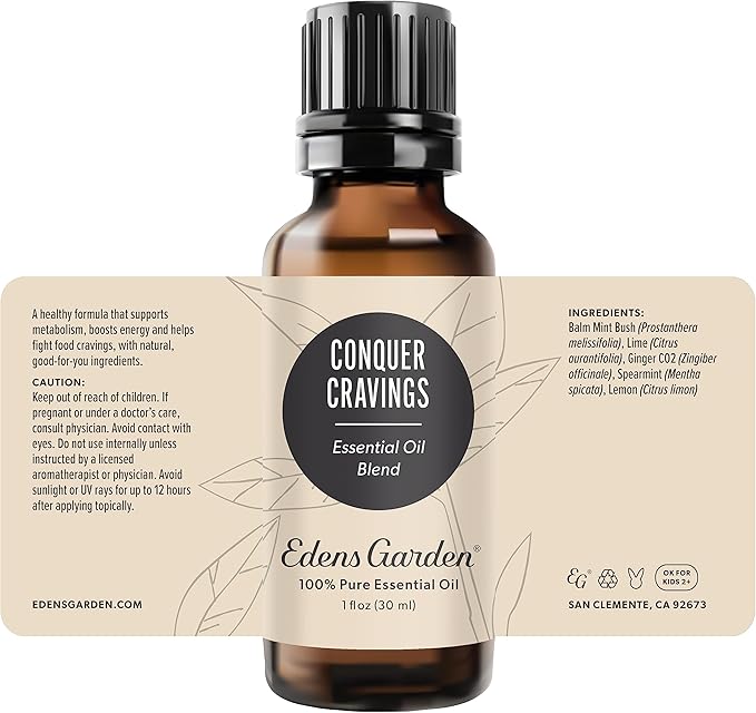 Edens Garden Conquer Cravings Essential Oil Blend- 100% Pure Premium Grade, Undiluted, Natural, Therapeutic, Aromatherapy, The Best for Skin, Humidifiers, Kid Safe 30 ml (1 fl oz)
