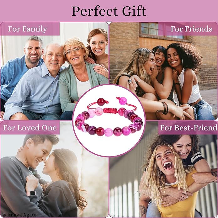 Energy Protection Crystal Handmade Adjustable Bead Bracelet Perfect for Men, Women’s Gift - Gemstone Healing Stretch Bracelet Pulsera Para Hombre Mujer Stocking Stuffer