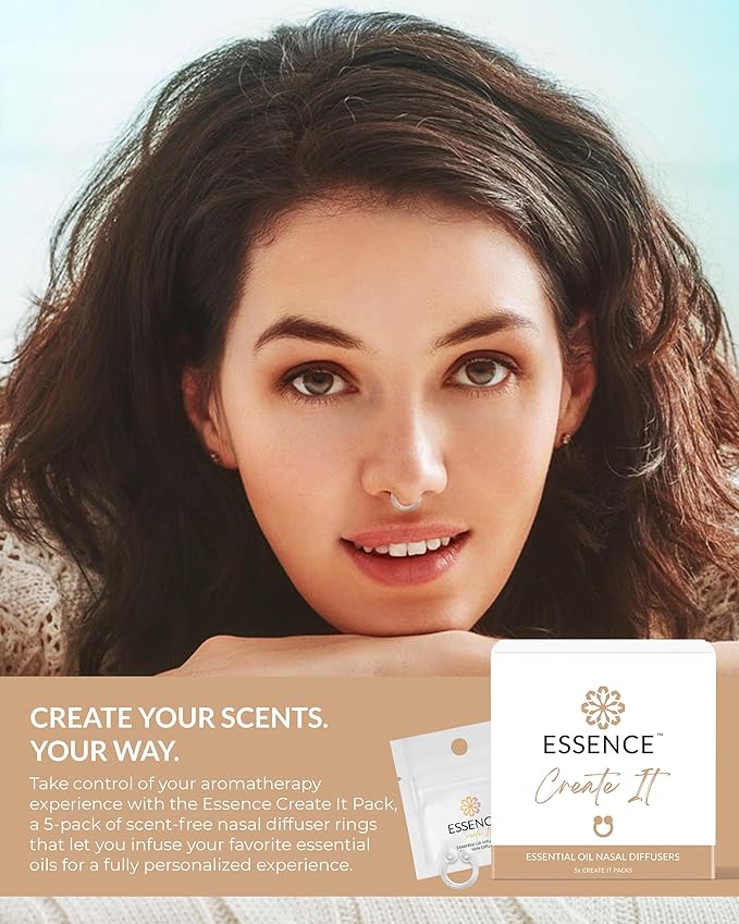 Essence Nasal Diffuser Create-It Bundle – DIY Essential Oil Silicone Nose Ring Kit for Custom Aromatherapy Blends – Wearable DIY Diffuser for Personalized Scents