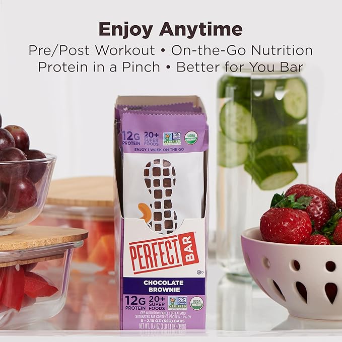 Perfect Bar, Chocolate Brownie Protein Bar, Organic, Gluten Free, Soy Free, Non GMO, No Sugar Alcohols, 2.2 Ounce Bar, 10 Count