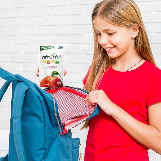 bfruitful Freeze-Dried Apple, Freeze Dried Fresh Fruit Bites, Gluten Free, Vegan, Dairy Free, Kosher, No Sugar Added, Non GMO, Healthy Snacks for Kids or Adults, 0.56 oz Single-Serve Snack Packets, 12 Pack