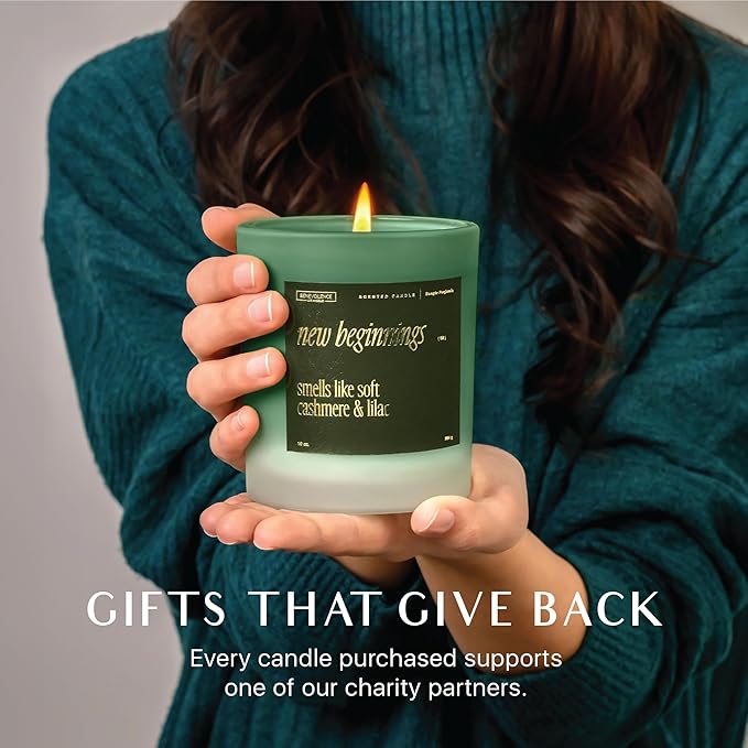 Benevolence LA New Beginnings Scented Candles | 10 oz, 40-50 Hour Burn, New Home Candle | House Warming Gifts for Women, Friends | Gift Idea for Promotion, Retirement - Notes of Cashmere & Lilac