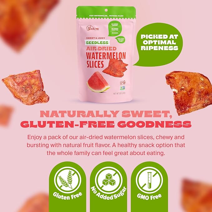 Whitney Jordan Naturals Air-Dried Watermelon Slices | Dried Fruit Snack Made from Real Watermelon | No Sugar Added, Gluten-Free, Vegan, Chewy Fruit for Healthy Snacking On-the-Go | 2 Oz, Pack of 10