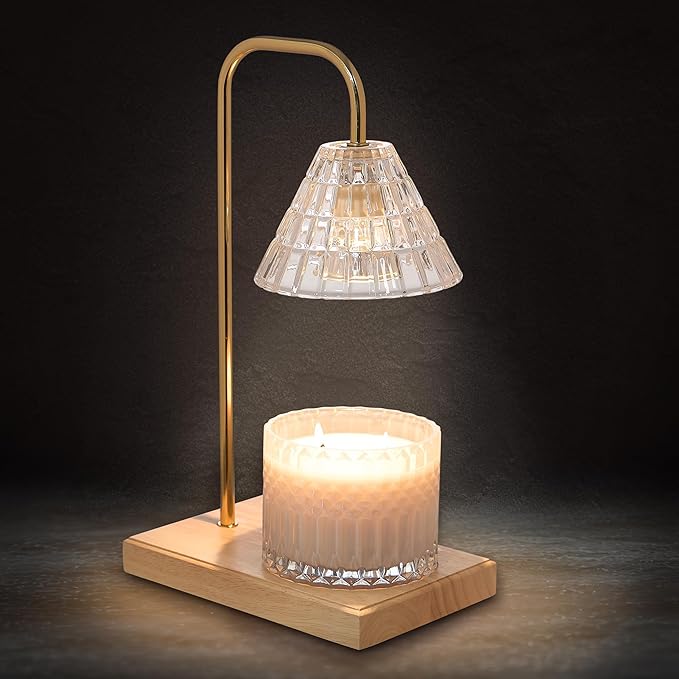 Sheffield Home Glass Candle Warmer Lamp – Elegant Candle Warmer for Long-Lasting Fragrance, Sleek Design, 12x8, Natural Cone Shaped New