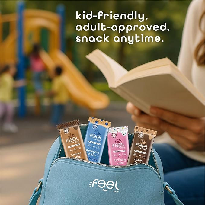 FEEL Kids Protein Bars Minis | Variety Pack | 10g Plant Protein | 100 Calories | No Added Sugar | Daily Veggies | Gluten Free, No Nuts, No Soy, No Dairy, No Grains (Pack of 12)