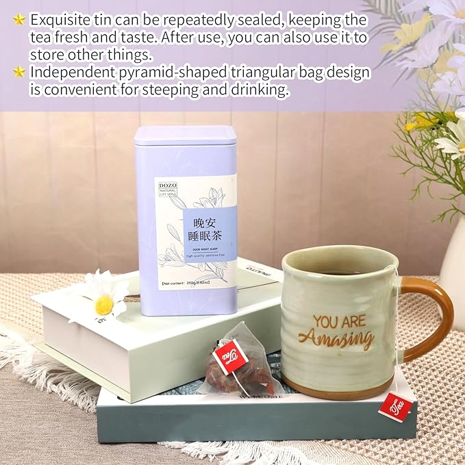 DOZO Good Night Sleep Tea sleepytime tea Poria Cocos Sour Jujube Kernel Tea 8.8oz/250g(30bags) Jujube Goji Berry Gardenia Combined Herbal Tea Soothe the nerves and help sleep wellness 酸枣仁茯苓百合 安神助眠 晚安睡眠茶