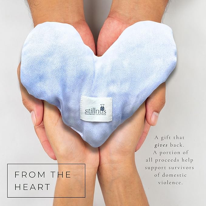Weighted Heart Eye Pillow – Hand-Dyed in Sky Tones with Organic Lavender & Flaxseed – Relaxation Gift for Women, Meditation Tool, Mindful Rest, Cooling Eye Mask, Wellness Self-Care Kit