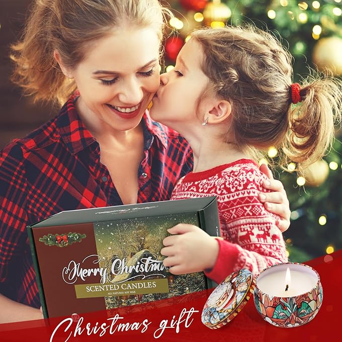 Christmas Candle Gifts Set,12 Pack Scented Candles for Women,300 Hour Long Lasting Natural Soy Wax Aromatherapy Candle, Christmas Gifts for Women