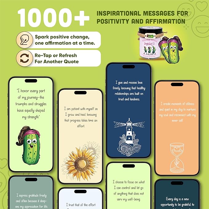 60 Positive Pickle Cards For Mom, Gifts For Mom, Pickle Gifts, Fun Gifts, Funny Gifts For Mom, Mothers Day Gifts for Mom from Daughter Son, Affirmation Cards For Mom