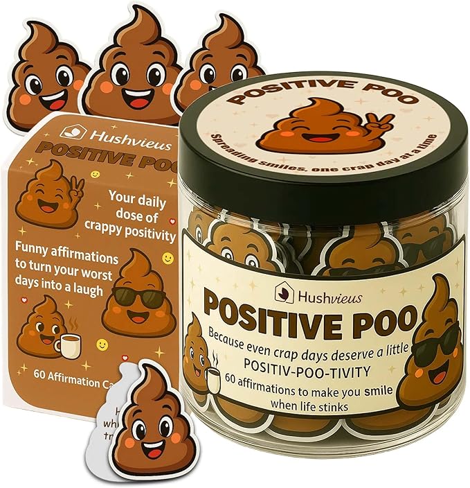 Positive Poo Affirmation Jar β 60 Funny Affirmation Cards, Uplifting Daily Positivity Jar, Cute Gag Gifts for Women, Teens, Men, Unique Self-Care Inspirational Gifts, Birthday & Office Decor