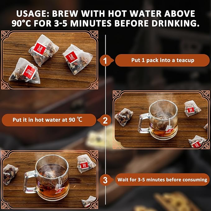 AISDWH Ginseng Tea Bags, 60 Count - 9 Herb Blend with Pure Chinese Ginseng - Herbal Tea for Energy, Vitality & Wellness Support - Kidney Cleansing Support - Caffeine-Free Daily Tea for Men & Women