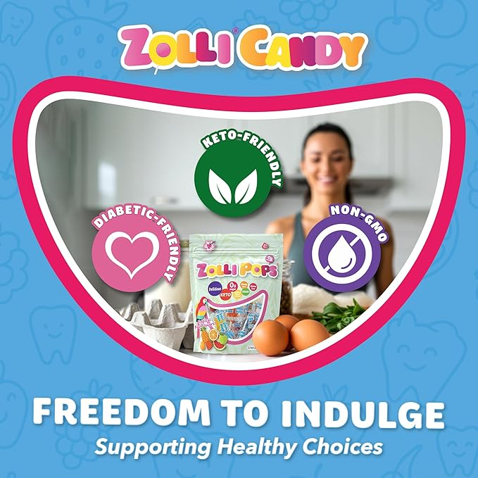 Zollipops Clean Teeth Pops Sugar Free Candy with Xylitol, Dye-Free Lollipops - Keto & Diabetic-Friendly, Dentist-Approved Treats for Kids ( Tropical Fruit 3.1 oz)