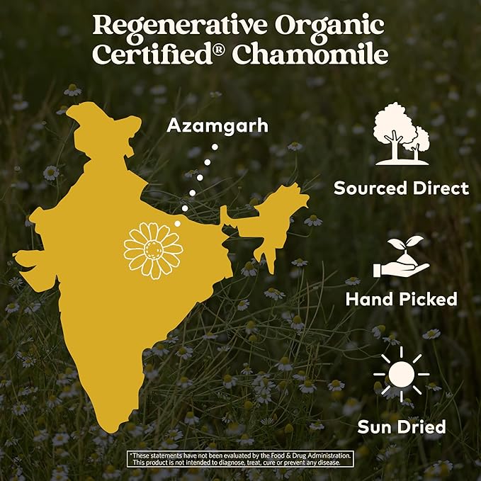 Organic India Purely Chamomile Tea- Regenerative Organic Chamomile Flowers, Caffeine Free, Calming & Relaxing Herbal Tea, Natural Support for Sleep & Relaxation- 18 Tea Bags, Pack of 3