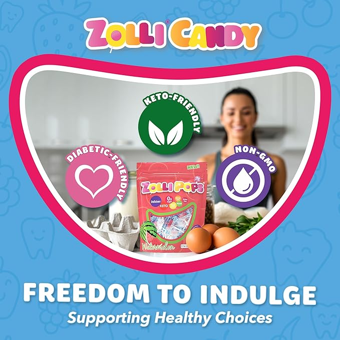 Zollipops Clean Teeth Pops Sugar Free Candy with Xylitol, Dye-Free Lollipops - Keto & Diabetic-Friendly, Dentist-Approved Treats for Kids (Watermelon 3.1 oz, Pack of 2)
