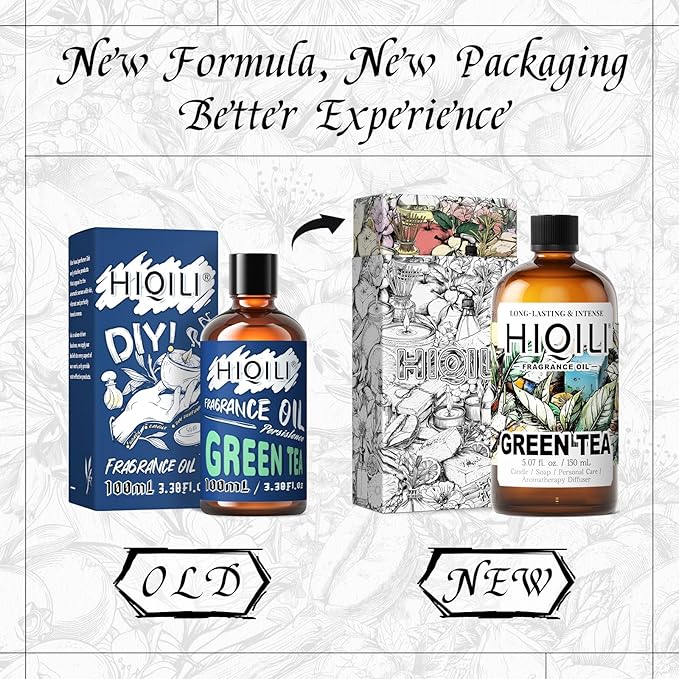 IQILI Green Tea Essential Oil 100ml - Fresh Clean Fragrance Oil for Women and Men, DIY Candle Soap Making, Scented Oil for Home Diffuser, Laundry 3.38 Fl Oz