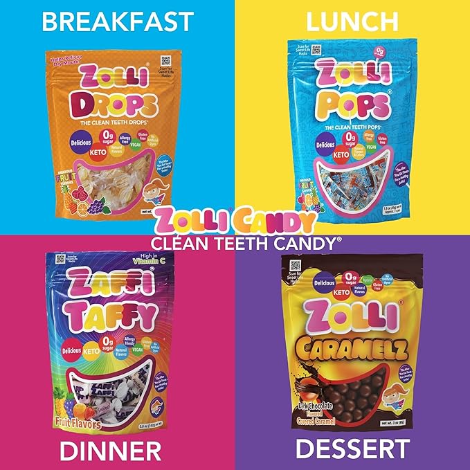 Zollipops Clean Teeth Pops Sugar Free Candy with Xylitol, Dye-Free Lollipops - Keto & Diabetic-Friendly, Dentist-Approved Treats for Kids (Watermelon-Blue Raspberry, 5.2 oz)