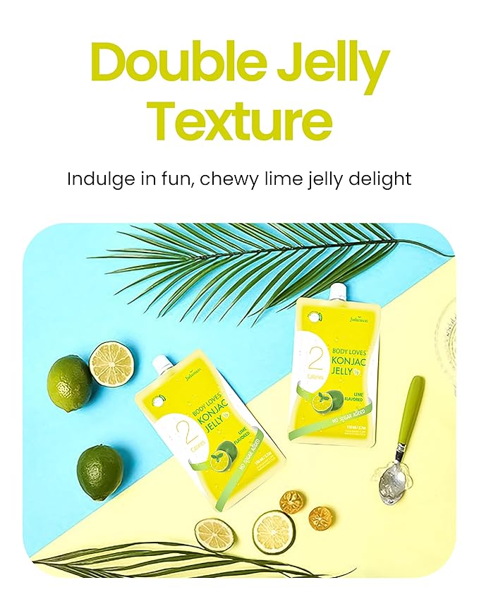 Jadamsun Konjac Jelly Juice (Lime, 20 pcs) - Delicious Low-Calorie Healthy Korean Snack, Drinkable Fruit Snack, Sugar-Free, Vegan, Gluten-Free