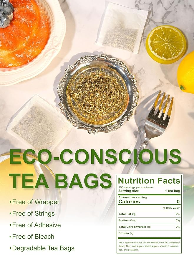 TeeLux Lemon Green Tea Bags, Premium Green Tea with Lemongrass & Lemon Balm, Refreshing & Smooth Flavor, 100 Count