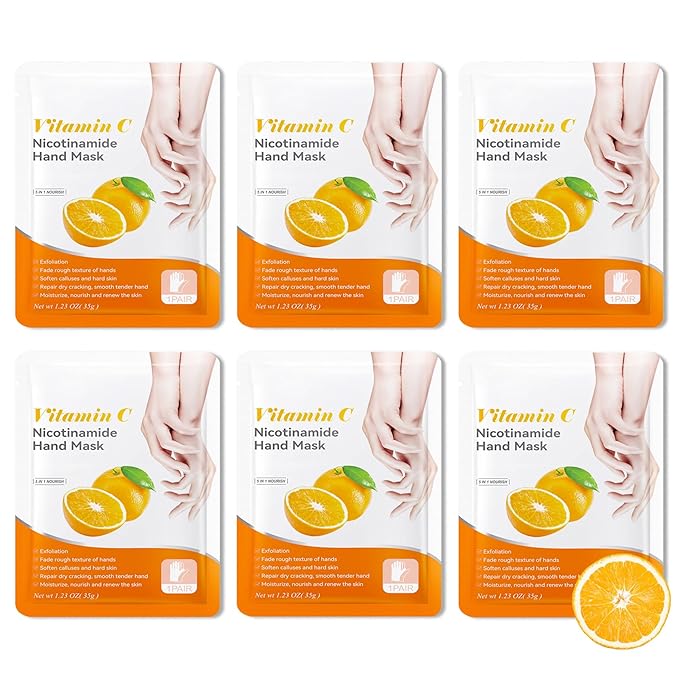 6PCS Hand Masks,Hydrating Hand Masks Moisturizing Gloves Overnight for Dry Cracked Hands,Daily Hand Care Hand Masks Gift Set for Women and Men D