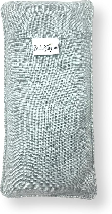 Sacksy Thyme Organic Linen Eye Pillow - Lavender & Flaxseed for Relaxation, Yoga, Stress Relief - Microwavable Heating Pad & Cool Compress - Made in USA - Gifts for Meditation