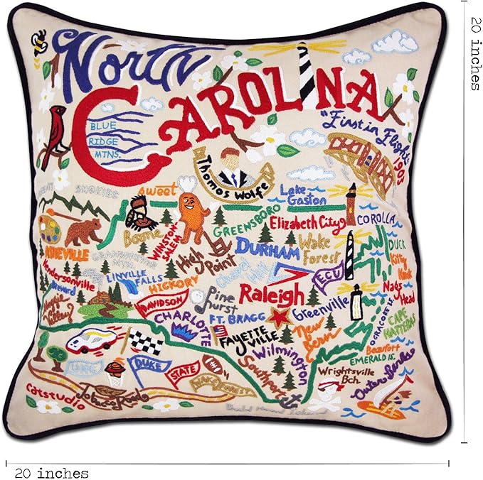 Catstudio North Carolina Embroidered Decorative Throw Pillow