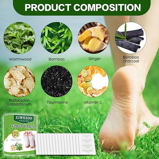 50 Pack Foot Pads, Ginger Oil Bamboo Charcoal, Foot CareFoot Patch Message Deep Cleansing for Stress Relief, Better Rest, Feet Health Patches, Relaxing Muscles Foot Care