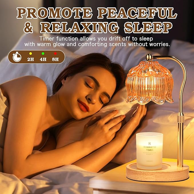 Christmas Birthday Gifts for Women, Candle Warmer Lamp with Timer & Height Adjustable, House Warming Gift for New Home Essentials, Gift for Mom Her Grandma, Flower Candle Warming Lamp