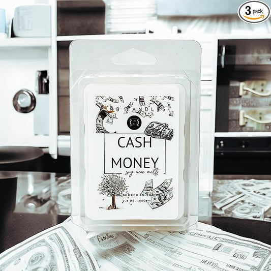 3 PACK Cash Money Scent Made In USA Fragrance Wax Melts Tarts Luxury Premium Soy 3 2.4 ox Clean Ingredients Essential Oils Hand Poured Cubes Smells Like Crisp Newly Made Money
